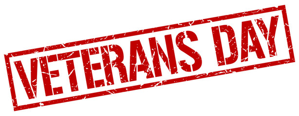 veterans day red grunge square vintage rubber stamp