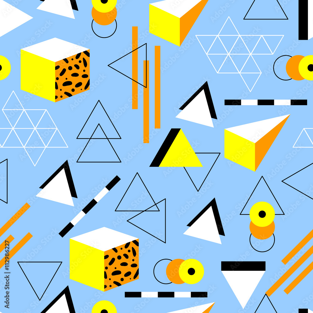Aufkleber seamless geometric pattern in retro 80s style. doodle geometric shapes. abstract vector background. 