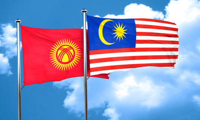 Kyrgyzstan flag with Malaysia flag, 3D rendering