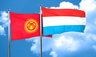 Kyrgyzstan flag with Luxembourg flag, 3D rendering