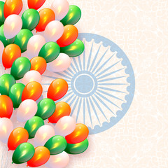 Vector background in Indian flag colors. Independence Day. Balloons on the feast of the national day Independence Day. ashok chakra vector illustration