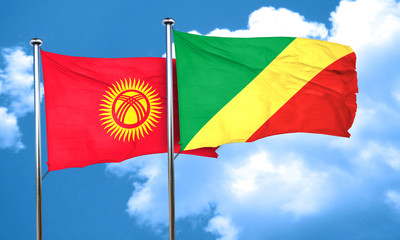Kyrgyzstan flag with congo flag, 3D rendering