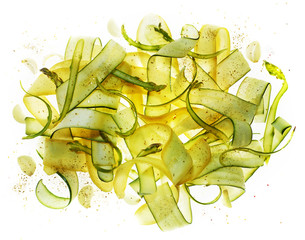 Thinly sliced green vegetables