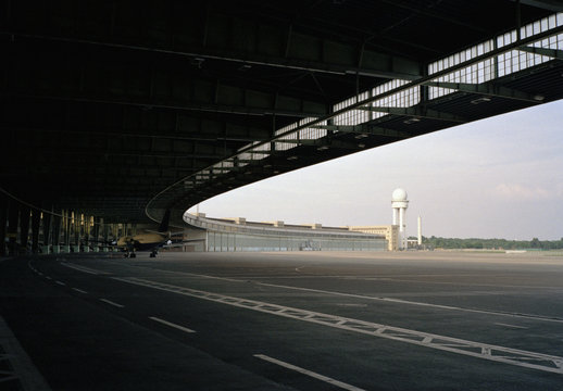 Detail of the terminal building, Tempelhof Airport, Berlin, Germany