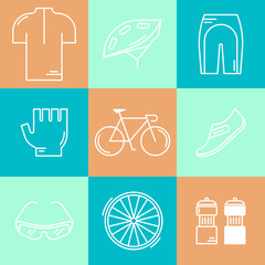 Set of 9 Bicycle Race modern linear icons