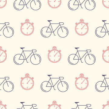 Decorative seamless pattern with racing bikes