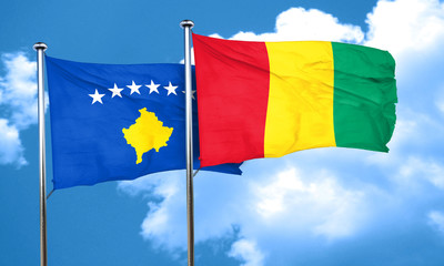 Kosovo flag with Guinea flag, 3D rendering