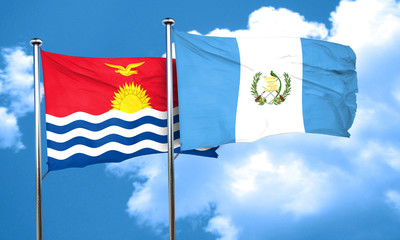 Kiribati flag with Guatemala flag, 3D rendering