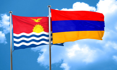 Fototapeta na wymiar Kiribati flag with Armenia flag, 3D rendering