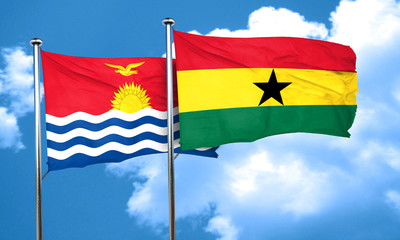 Kiribati flag with Ghana flag, 3D rendering