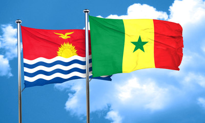 Kiribati flag with Senegal flag, 3D rendering