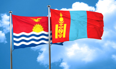 Fototapeta na wymiar Kiribati flag with Mongolia flag, 3D rendering