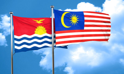 Kiribati flag with Malaysia flag, 3D rendering