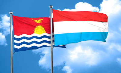 Fototapeta na wymiar Kiribati flag with Luxembourg flag, 3D rendering