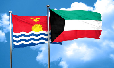 Kiribati flag with Kuwait flag, 3D rendering