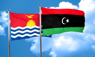 Kiribati flag with Libya flag, 3D rendering