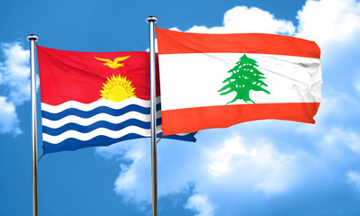Kiribati flag with Lebanon flag, 3D rendering