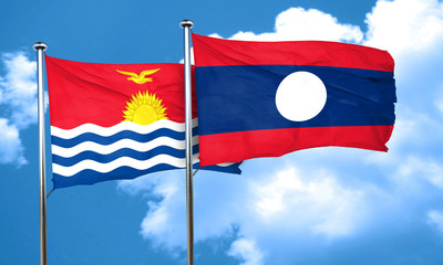 Kiribati flag with Laos flag, 3D rendering
