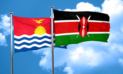 Kiribati flag with Kenya flag, 3D rendering