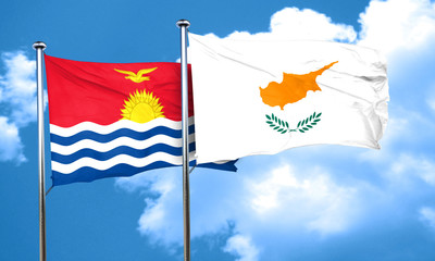 Kiribati flag with Cyprus flag, 3D rendering