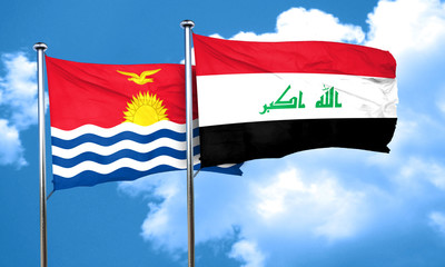 Kiribati flag with Iraq flag, 3D rendering