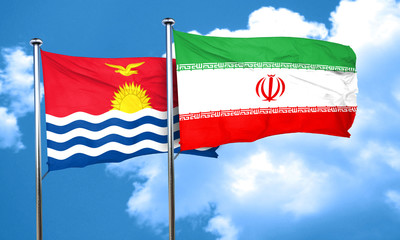 Kiribati flag with Iran flag, 3D rendering