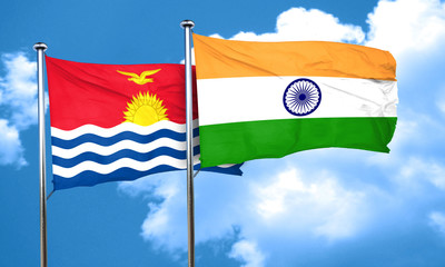 Kiribati flag with India flag, 3D rendering