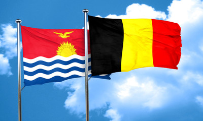 Kiribati flag with Belgium flag, 3D rendering