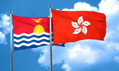 Fototapeta na wymiar Kiribati flag with Hong Kong flag, 3D rendering