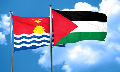 Kiribati flag with Palestine flag, 3D rendering