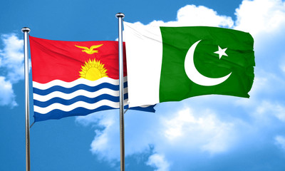 Kiribati flag with Pakistan flag, 3D rendering