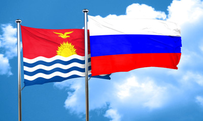 Kiribati flag with Russia flag, 3D rendering