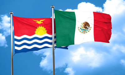 Fototapeta na wymiar Kiribati flag with Mexico flag, 3D rendering