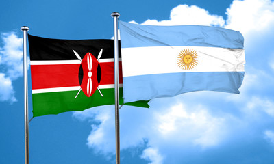 Kenya flag with Argentine flag, 3D rendering