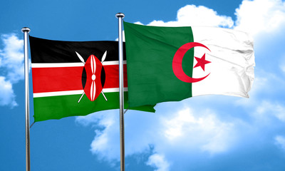 Kenya flag with Algeria flag, 3D rendering