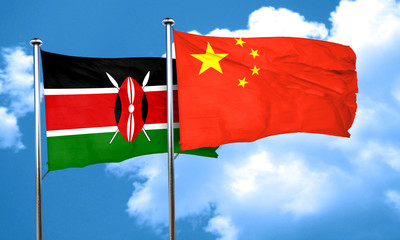 Kenya flag with China flag, 3D rendering
