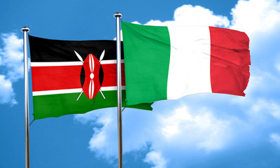 Kenya flag with Italy flag, 3D rendering
