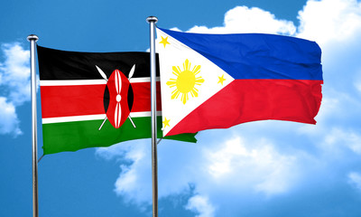 Kenya flag with Philippines flag, 3D rendering