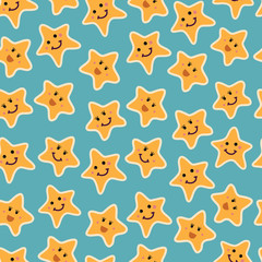 Fototapeta premium pattern of fun cartoon stars with smiling faces