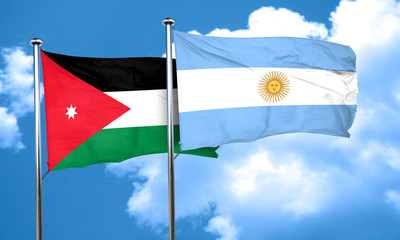 Jordan flag with Argentine flag, 3D rendering