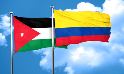 Jordan flag with Colombia flag, 3D rendering