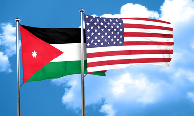 Jordan flag with American flag, 3D rendering