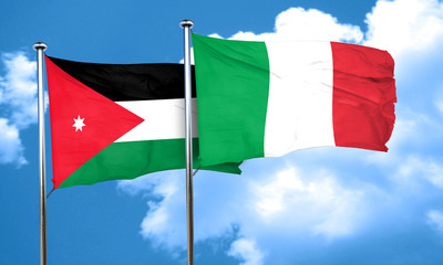 Jordan flag with Italy flag, 3D rendering
