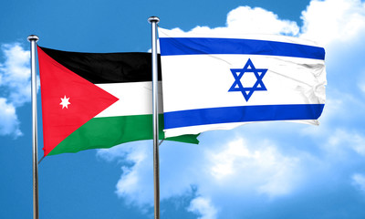 Jordan flag with Israel flag, 3D rendering