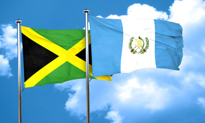 Jamaica flag with Guatemala flag, 3D rendering
