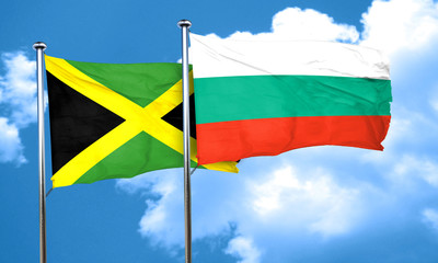 Jamaica flag with Bulgaria flag, 3D rendering