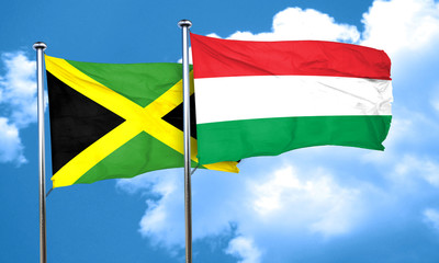 Jamaica flag with Hungary flag, 3D rendering