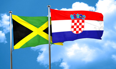 Jamaica flag with Croatia flag, 3D rendering