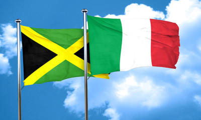 Jamaica flag with Italy flag, 3D rendering