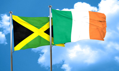 Jamaica flag with Ireland flag, 3D rendering